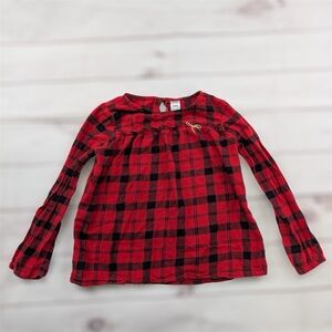 Carter’s Girl Red Black Long Sleeves Checkered Flannel Plaid Buffalo Size 8 Top